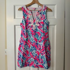Lilly Pulitzer XS Harper Dress Cosmic Coral cracked up - lobster-sleepless shift